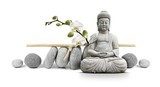 Equilibrio zen con orchidea bianca