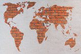 Mappa del mondo su muro di mattoni