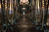 Simmetria e tramonto sul ponte ferroviario
