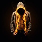 Torso muscoloso in fiamme