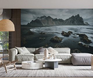 paesaggio islandese con spiaggia nera carte da parati montagna carte da parati demural