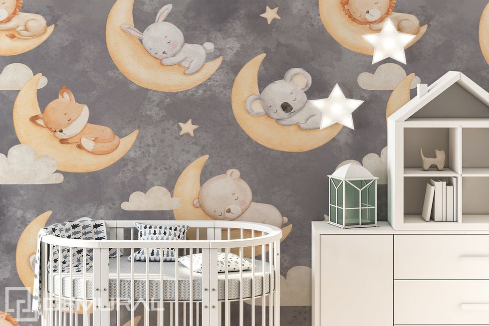 Dolce sogno con amici del bosco Carte da parati camera del bambino  Carte da parati Demural