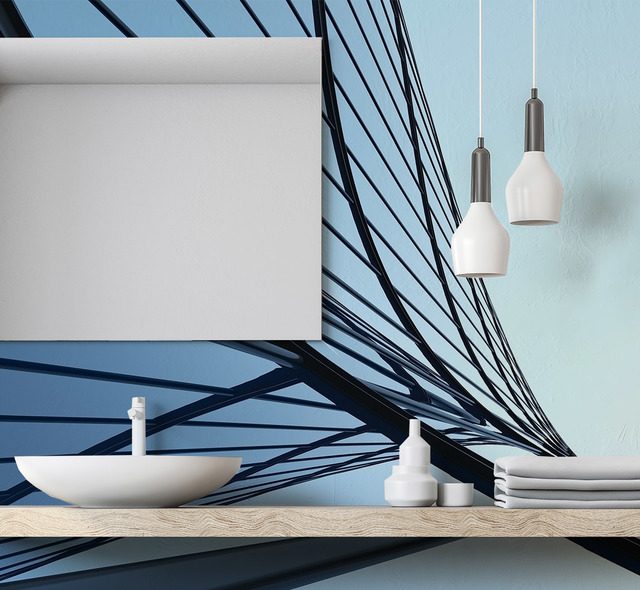 linea architettonica astratta nelle tonalita del blu carte da parati bagno carte da parati demural