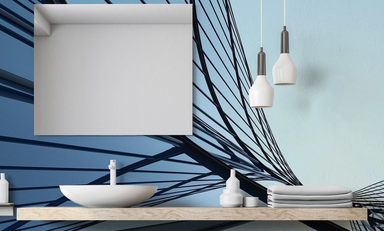 linea architettonica astratta nelle tonalita del blu carte da parati bagno carte da parati demural