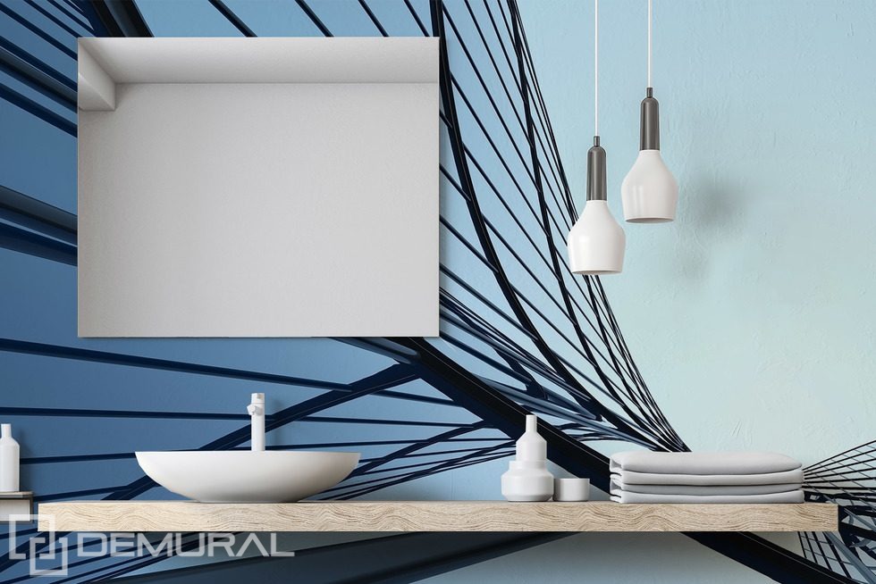 Linea architettonica astratta nelle tonalità del blu Carte da parati bagno Carte da parati Demural