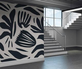 motivo vegetale a contrasto in bianco e nero carte da parati fiori carte da parati demural