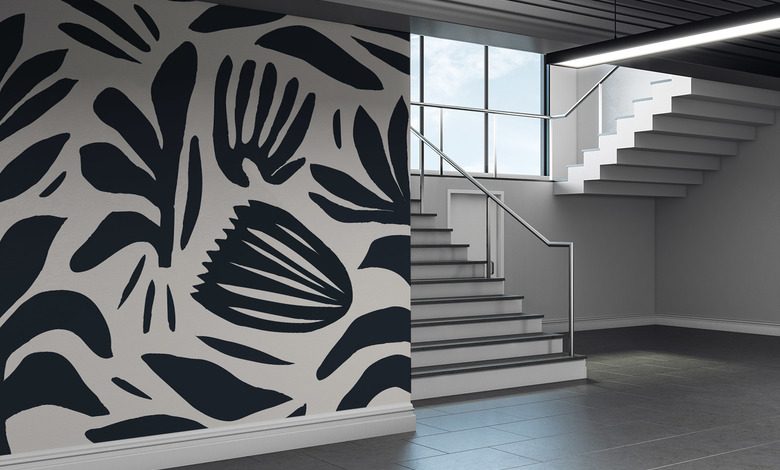 motivo vegetale a contrasto in bianco e nero carte da parati fiori carte da parati demural