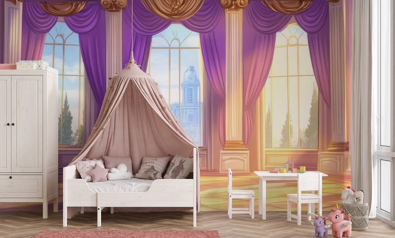 sala da principessa fiabesca al tramonto carte da parati camera del bambino carte da parati demural