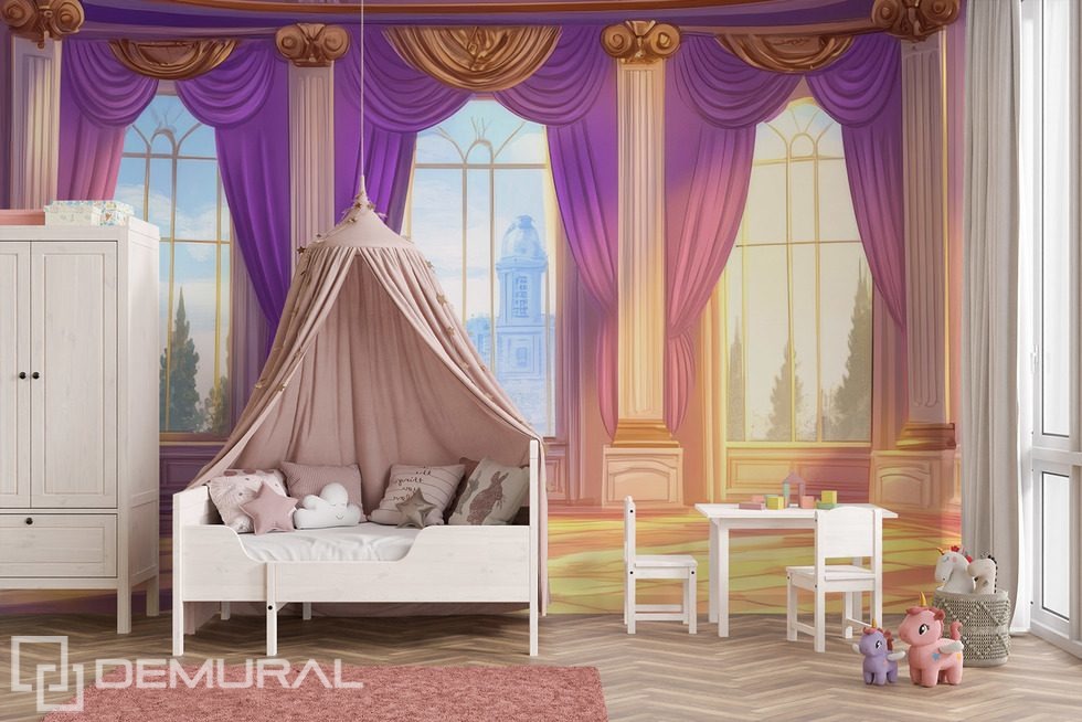 Sala da principessa fiabesca al tramonto Carte da parati camera del bambino  Carte da parati Demural