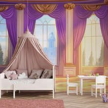 Sala-da-principessa-fiabesca-al-tramonto-carte-da-parati-camera-del-bambino-carte-da-parati-demural