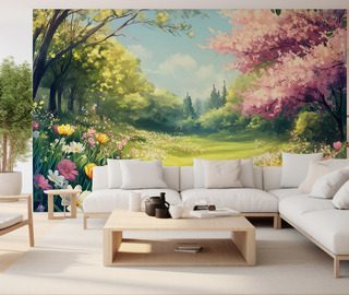 giardino primaverile pieno di luce floreale carte da parati salotto carte da parati demural
