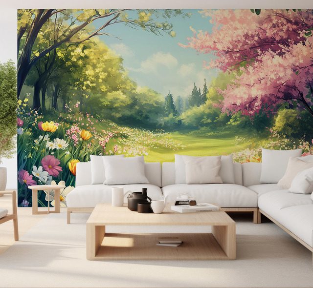 giardino primaverile pieno di luce floreale carte da parati salotto carte da parati demural