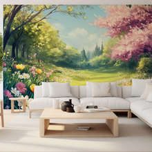 Giardino-primaverile-pieno-di-luce-floreale-carte-da-parati-salotto-carte-da-parati-demural