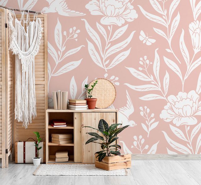 fiori cipriati in delicato stile boho carte da parati salotto carte da parati demural