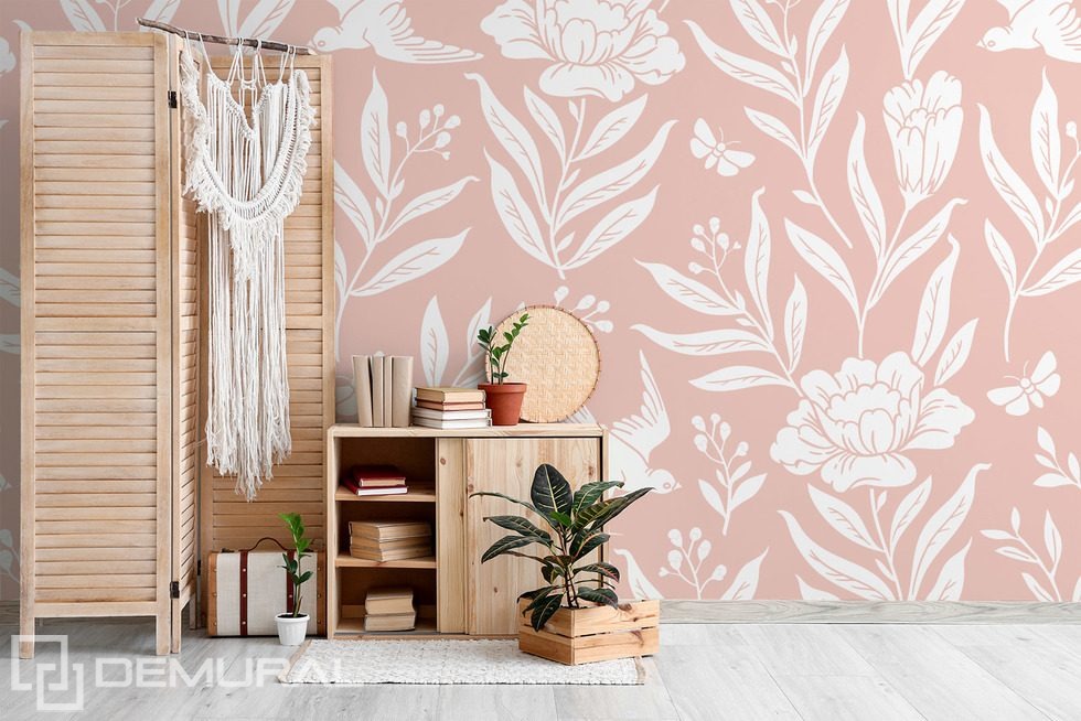 Fiori cipriati in delicato stile boho Carte da parati salotto Carte da parati Demural