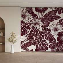 Ibischi-bordeaux-in-una-composizione-tropicale-carte-da-parati-fiori-carte-da-parati-demural