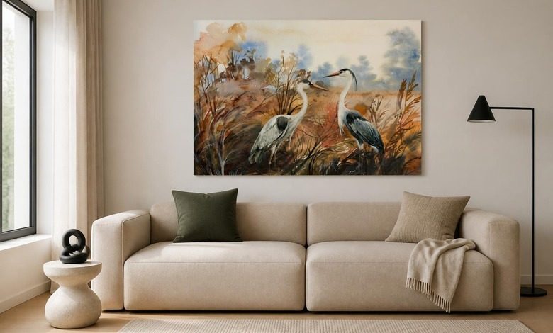 luce soffusa e motivo naturale delle gru quadri animali quadri demural