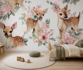 armonia pastello di cervi e fiori carte da parati camera del bambino carte da parati demural