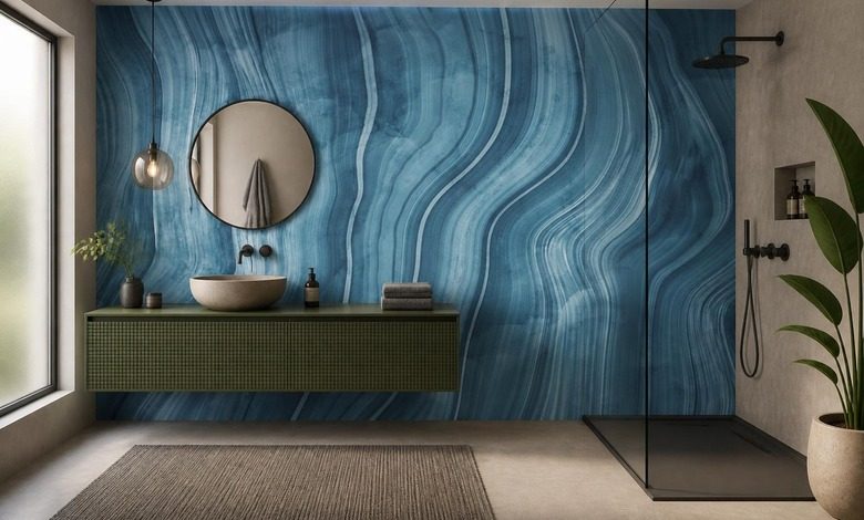 onde ritmiche di pietra blu carte da parati bagno carte da parati demural