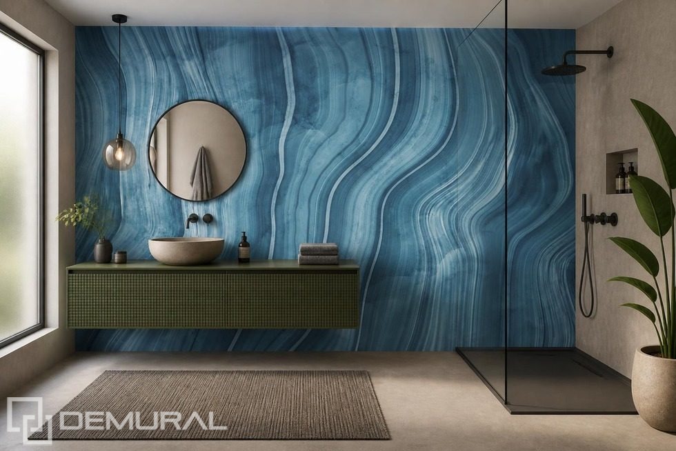 Onde ritmiche di pietra blu Carte da parati bagno Carte da parati Demural