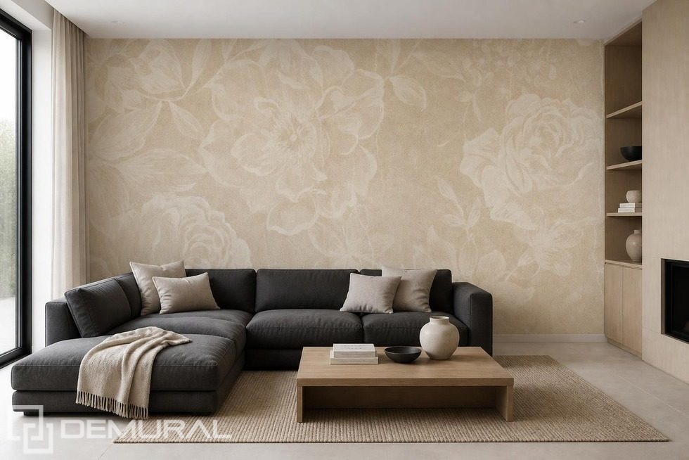 Luce soffusa su un delicato motivo floreale Carte da parati salotto Carte da parati Demural