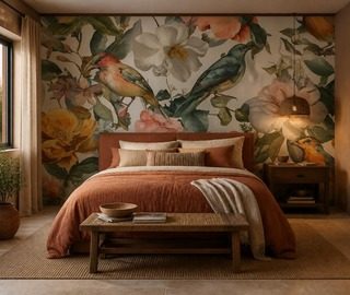 composizione spaziale di uccelli e fiori carte da parati camera da letto carte da parati demural