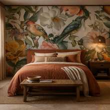 Composizione-spaziale-di-uccelli-e-fiori-carte-da-parati-camera-da-letto-carte-da-parati-demural