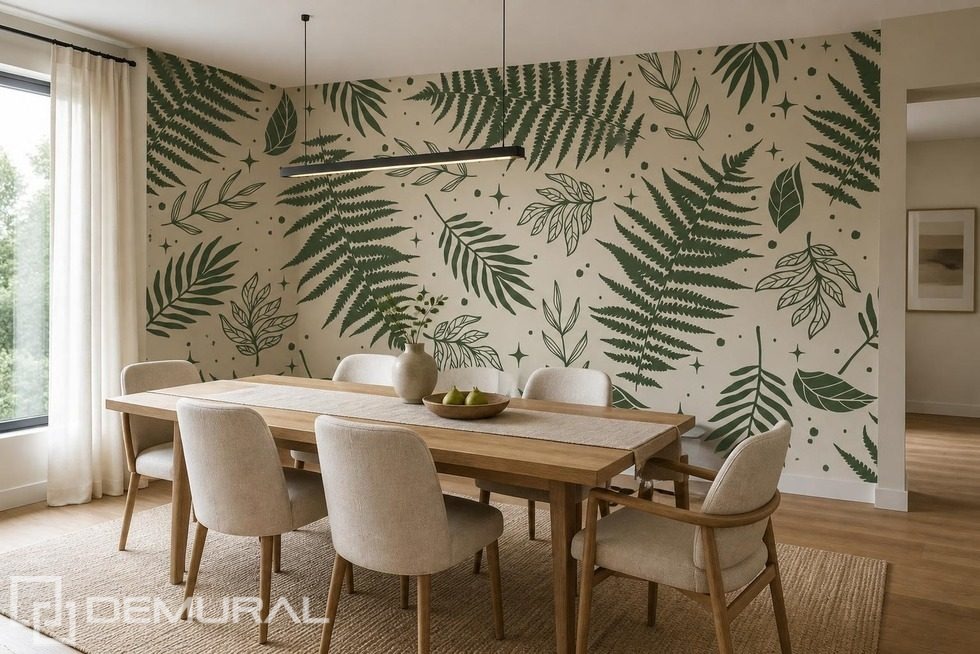 Sottile verde delle foglie come decorazione murale Carte da parati strutture Carte da parati Demural