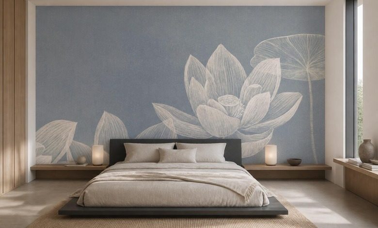 luce diffusa che esalta il delicato fiore carte da parati camera da letto carte da parati demural
