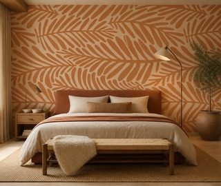 ritmo caldo del motivo vegetale sulla parete carte da parati camera da letto carte da parati demural