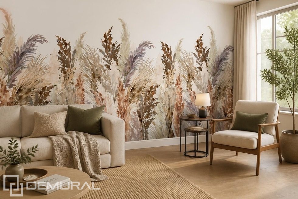 Elegante decorazione con erbe pampas Carte da parati salotto Carte da parati Demural