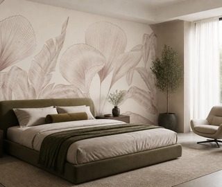 motivo minimalista di foglie in una palette sobria carte da parati camera da letto carte da parati demural