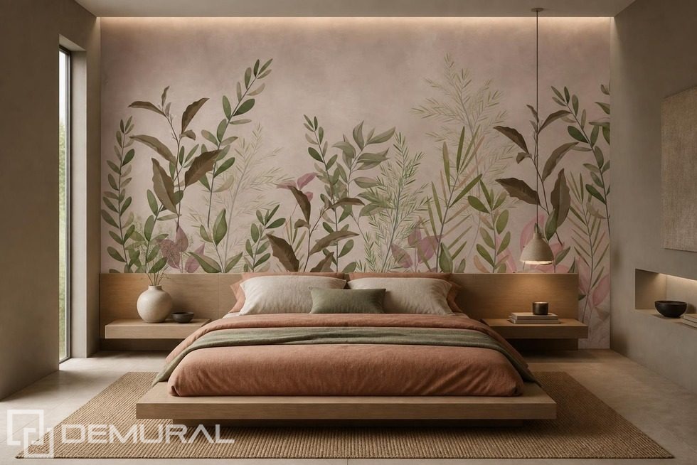 Contrasto tra foglie calde e sfondo freddo Carte da parati camera da letto  Carte da parati Demural