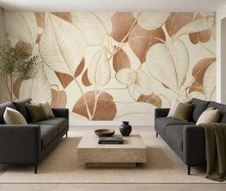 luce soffusa che valorizza il motivo fogliato carte da parati salotto carte da parati demural