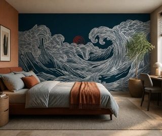 luce calante su motivo ondulato carte da parati camera da letto carte da parati demural