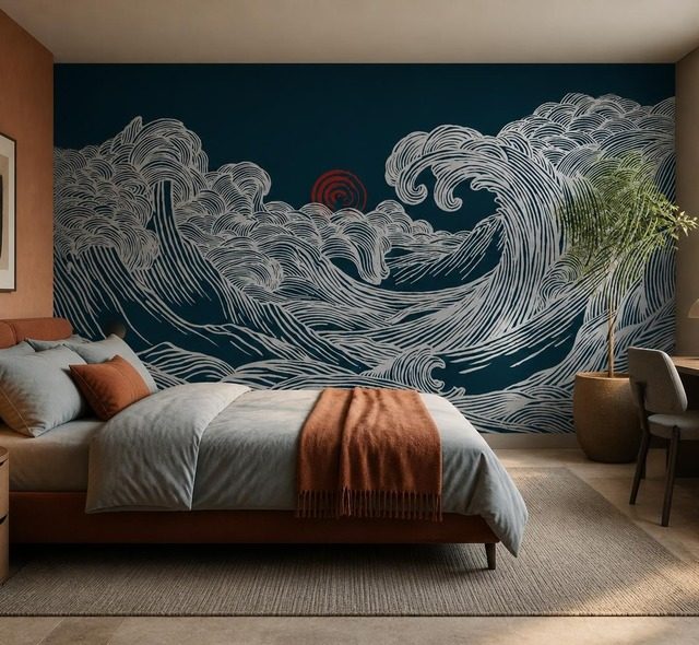 luce calante su motivo ondulato carte da parati camera da letto carte da parati demural