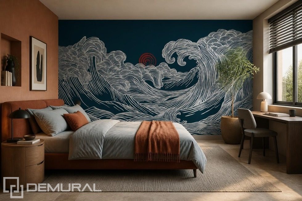 Luce calante su motivo ondulato Carte da parati camera da letto  Carte da parati Demural