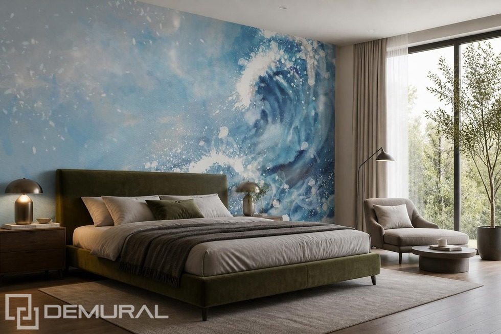 Espressione ritmica del motivo ondulato nella camera da letto Carte da parati camera da letto  Carte da parati Demural