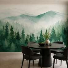 Panorama-nebbiosa-della-foresta-montana-carte-da-parati-bosco-carte-da-parati-demural