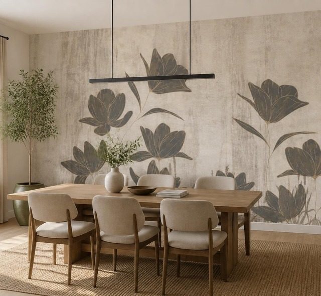 composizione armoniosa di silhouette floreali carte da parati fiori carte da parati demural