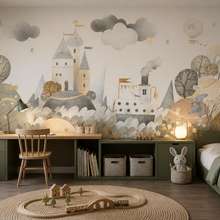 Ritmo-dolce-e-scala-di-un-paesaggio-fiabesco-sulla-parete-carte-da-parati-camera-del-bambino-carte-da-parati-demural