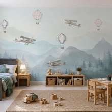Contrasto-tra-delicati-palloncini-e-paesaggio-montano-carte-da-parati-camera-del-bambino-carte-da-parati-demural