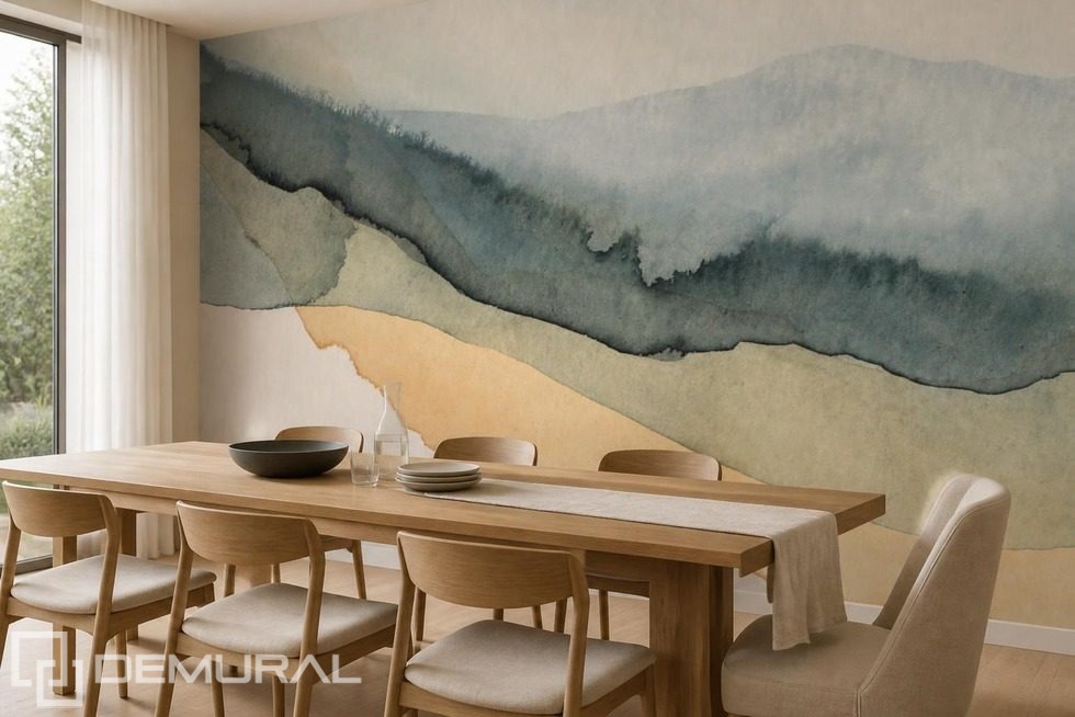 Strati pastello di paesaggio in stile acquerello Carte da parati astratti Carte da parati Demural
