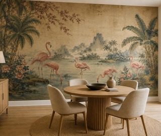 disposizione ritmica del motivo dei fenicotteri carte da parati orientali carte da parati demural