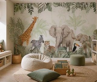 motivo decorativo giungla con animali selvatici carte da parati camera del bambino carte da parati demural