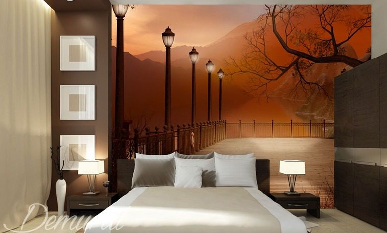 camera da letto serale con una vista carte da parati camera da letto carte da parati demural
